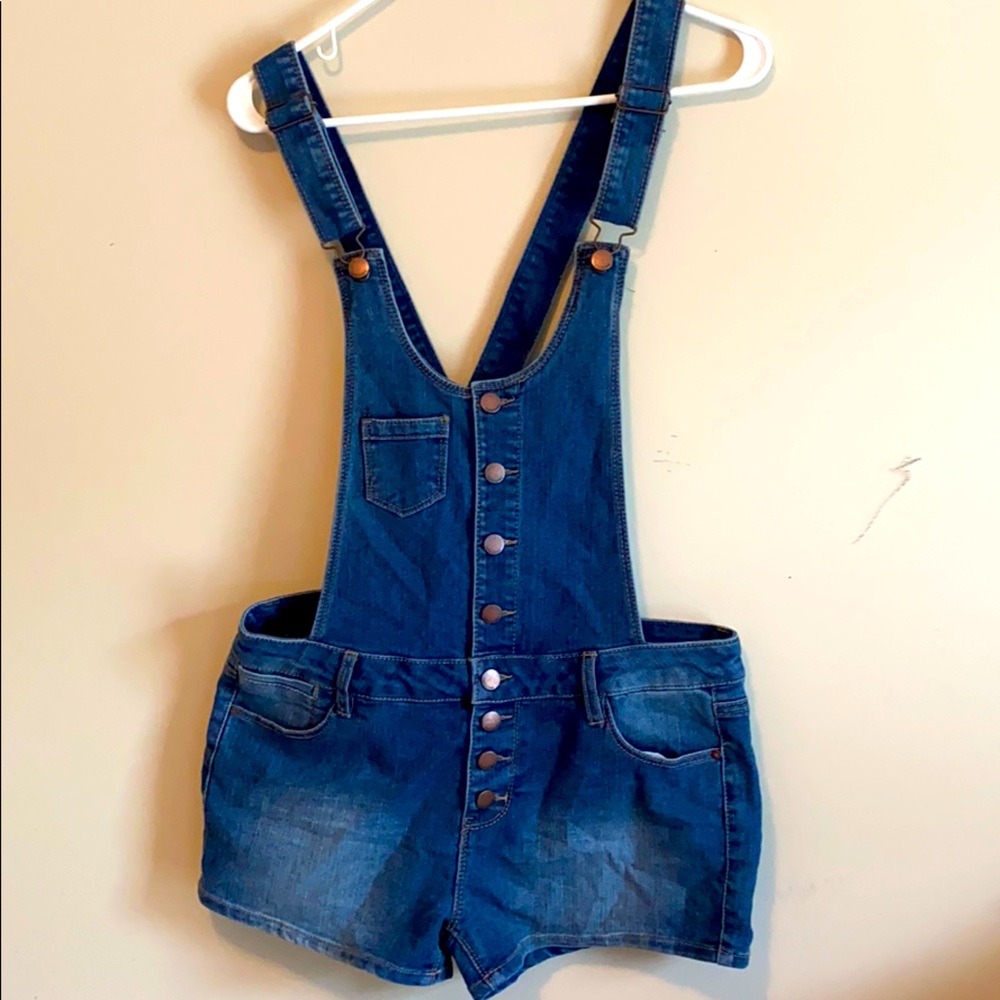 Blue jean overalls shorts